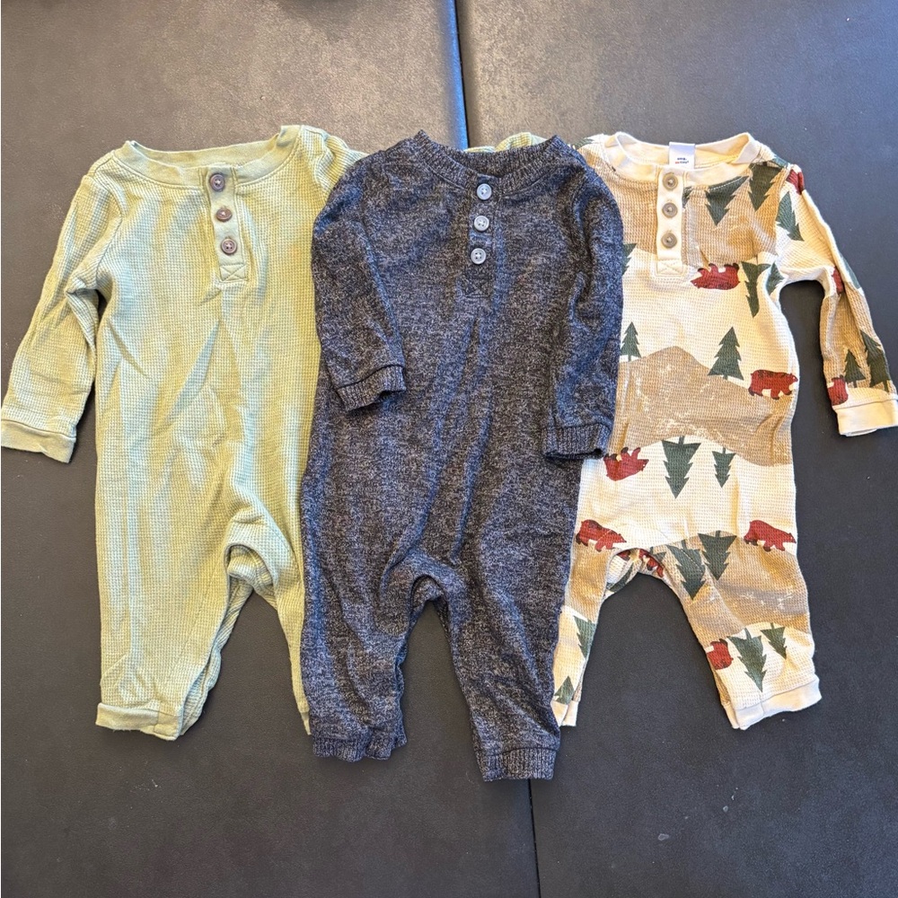 OldNavy 3-6m One Piece Set - Green, Gray, and Patterned